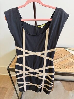 Gianni Bini Black Mini Dress with Cream Trim